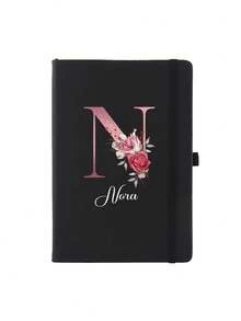 80 Sheets/160 Pages - Customized Name Diary, A5 Size Personalized Initial Notebook, A-Z Personalized Initial, Women's Customized Diary, Customizable Travel Notebook, Work Notebook, Leather Notebook School Supplies - Multicolor - View 21