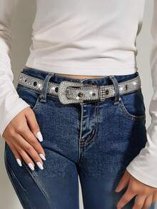 1pc Men's Star Decorative Faux Eye Western Cowboy Style Belt, Suitable For Daily Wear Summer, School Casual, Business, Boyfriend Husband Father Dad Men Gift, Daily Wear, Fashion, Teen, Outdoor, Vacation, Athletic, Travel, Street, Boho, Vintage Fall, Autumn, Halloween Autumn-Winter Accessories, Suitable For Teens, Youth, Men, Casual, Outdoor, Athletic, Vacation, Graduation Gifts, Birthday, Daily Wear - Multicolor - View 6