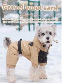 时尚粉色和黑色狗狗连帽雪衣 - 防水、保暖连体衣，适合小型犬，非常适合冬季散步和户外活动，带牵引绳孔设计宠物服装冬季保暖狗狗夹克 - 粉色 - 查看 15