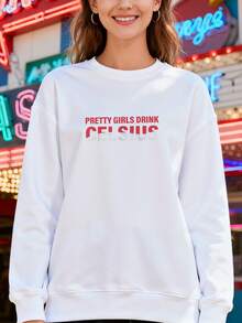 Pretty Girls Drink Celsius Funny Celsius Long-Sleeve Sweatshirt - White - View 3