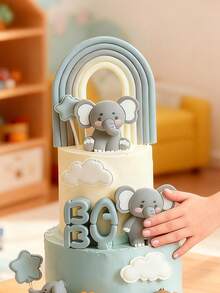 1 phụ kiện trang trí bánh hình voi, thích hợp cho tiệc mừng em bé chào đời, tiệc sinh nhật lần thứ 2, tiệc sinh nhật lần thứ 1, tiệc tiết lộ giới tính và nhiều dịp khác. - Nhiều màu - Xem 3