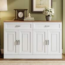 Sideboard With Shelves, Sideboard With Bumper, Natural Wood Grain - 1 - View 3