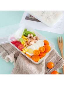 50pcs Food Storage Containers With Snap Lids - 50ml Stackable And Microwave , Suitable For Meal Prep And Takeout, Durable Rectangular Bento Boxes For Healthy Eating - Transparent - View 6