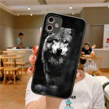 Funda con estampado de lobo negro compatible con  14 X XR XS 7 8 Plus 11 12 13 pro MAX 13mini, funda mate a prueba de golpes, compatible con funda de  17, funda de  17 Pro, funda de  17 Pro Max - z6 - Ver 6