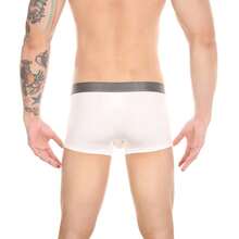 Men's Underwear Separated Pouch Modal Boxer Briefs Elephant Nose Turnks Tagless Boxers{"Size_name":"Medium","Color_name":"White"}