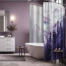 Extra Wide Shower Curtain For Clawfoot Tub, 108x72 Inch, Purple Forest Nature Mountain Pattern Bathroom Decor, Waterproof Cloth Fabric With Hooks{"Color_name":"Purple","Size_name":"108\"Wx72\"L(Packof1)"} - 多色24 - 查看 4