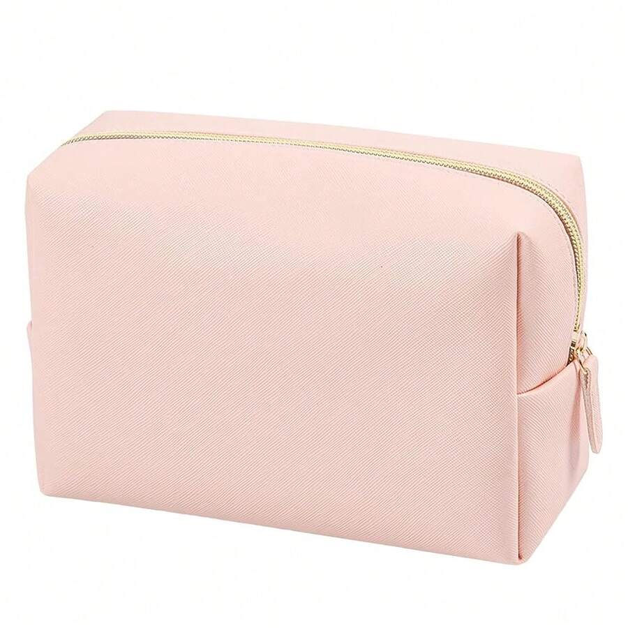 GFU Makeup Bag Large Travel Zipper Cosmetic Pouch, Water Resistant PU Leather Toiletry Organizer For Women And Girls, Light Champagne Pink{"Color_name":"Champagnepink"} - 香檳粉紅 - 查看 1