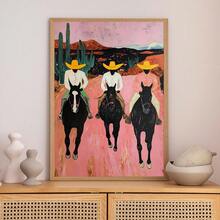 1pc, Canvas Wall Art, Framed Wall Decor, Vintage Southwest Cowboy, Colorful Abstract Western Horse Painting, Modern Rustic Cowboy Poster, Eclectic Printable Wall Art, Stylish Living Room Decor, Home Decor, Room Decor, Dorm Decor, Bedroom Decor, Bathroom Decor, Kitchen Decor, Office Decor, Poster, Holiday Gift - Multicolor - View 9