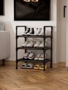 1 pièce Petite étagère à chaussures noire de 45 cm de large, peu encombrante, minimaliste, anti-poussière, robuste, à la mode, facile à monter et à démonter, portable, idéale pour le salon, la chambre, l'entrée, le bureau, la maison, le rangement à plusieurs niveaux, comme cadeau de Noël ou pour les enfants.