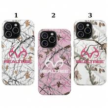 Pink And White Camouflage, Stylish Deer Antler Logo, Hunting Outdoor Collection, Tough Phone Case, Shockproof Series Elegant Secure Grip Lightweight Drop Resistant Lens Protection - Màu hỗn hợp 3 - Xem 3