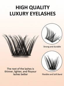 80pcs/Set High Volume Anime False Eyelashes, D Curl Natural Soft Lashes Suitable For Daily, Party Makeup, Cat Eye & Fairy Style, Ideal For Daily Life, Wedding, Date, Party, Music Festival, Christmas, Halloween - D - 查看 4