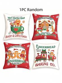 4pcs/1pc Christmas Gingerbread Pillow Covers - Holiday Baking And Candy Design, Festive Cushion Covers, 18x18 Inch For Living Room, Room Decoration, Sofa And Bedroom (Filling Not Included) Great For Christmas Decorations, Christmas Party, Home Decor - Multicolor - View 10