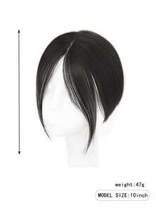 10英寸合成纤维女士假发，带刘海，自然蓬松轻盈，完美遮盖白发和稀疏刘海，发饰 - 彩色 - 查看 4