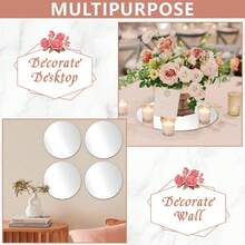 12 piezas Juego de espejos acrílicos irrompibles, pegatinas de espejo autoadhesivas, kit de decoración de centro de mesa para bodas, bandejas de espejo flotante redondas, adecuado para regalos de despedida de soltera y decoración de mesa, velas de fiesta de cumpleaños, decoración del hogar en mosaico, superficie lisa, estilo minimalista esencial para entusiastas de bricolaje, pegatinas de pared, decoración de habitación, decoración de pared, pegatina de pared, decoración de dormitorio, decoración de cocina - Multicolor - Ver 5