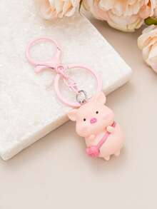 1pc Pink Pig Keychain, Key Chain, Key Ring, Unisex Keyring, Gift For Men, Christmas Decoration, Christmas Gift, Gift For Friends, Gift For Mom, Christmas Present, Teacher Gift, Men's Car Accessories, Bag Pendant Bag Charms Car Sister Gift Ideas