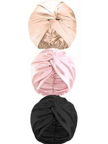 1/3pcs Adjustable Silk Satin Sleep Cap, Double Layer Design, Silk Hair Wrap, Suitable For Curly/Natural Braid/Straight Hair, Unisex Sleep Bonnet - Multicolor - View 10