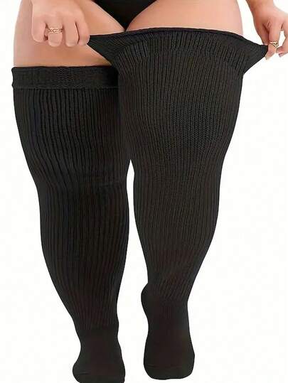 Plus Size Over-The-Knee Socks - Extra Wide & Long Knitted Over-The-Knee Socks, Plus Size Women's Thigh High Socks, Compression Socks That Elongate Leg Lines. Suitable For Curvier Figures. An Ideal Choice For Autumn/Winter. A Perfect Gift For Friends And Family, Holiday Or Christmas Gifts. Socks, Over-The-Knee Socks, Thigh High Socks, Warm Socks.