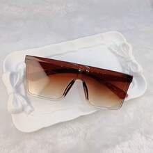 1pc/3pcs Frameless Plastic Glasses With Gradient Lens, Showcasing Personalized Style, Perfectly Fit For Women's Daily Wear, Hiking, Summer, Back To School, Tropical Beach Vacation, Suitable For All Face Shapes Shield Shape Women Fashion Glasses Shades