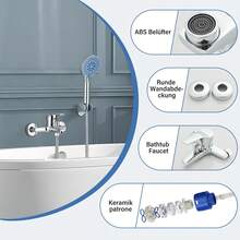 Grifo de ducha para bañera cromado, grifo de baño monomando montado en la pared con desviador de ducha, construcción de latón macizo y cartucho de cerámica para un rendimiento sin fugas