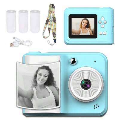 LIPETY Kids Instant Print Camera, Front And Back Dual Camera Selfie Kids Camera, 1080P Photo Printing All-In-One Printer, Portable Travel Printing Digital Camera Toy, Birthday Gift For Boys And Girls Aged 3-12 And Up (Includes 3 Rolls Of Photo Paper + 1 Lanyard) - Available In Two Colors