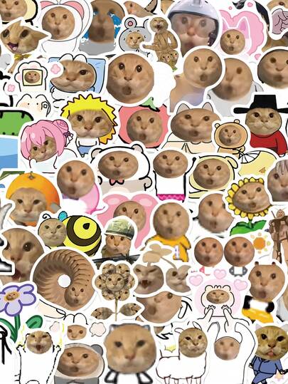 70 ks samolepek s kočičími výrazy zvířat, estetická korejská dekorace, scrapbooking, papírenské potřeby