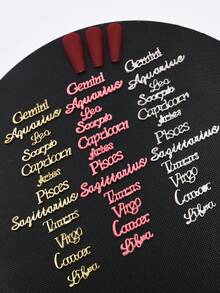 12/36 Peças de Doze Ornamentos de Unhas do Zodíaco em Dourado, Prata e Rosa, Cores Mistas do Zodíaco, Cor Única, Ornamentos de Unhas em Inglês Doze Ornamentos de Unhas do Zodíaco Adequados para Design de Arte de Unhas de Mulheres e Meninas, Decoração de Unhas
