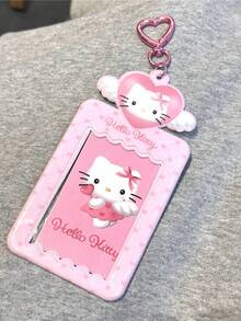 1pc Cute Heart Angel PVC Card Holder, 3 Inch Idol Star Fan Card Protector, Meal Card Storage Pendant