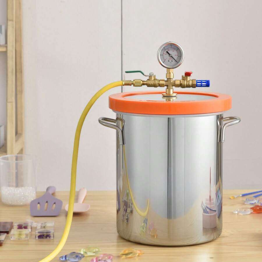 Cámara de vacío de 19 L Cámara de desgasificación al vacío de acero inoxidable (diámetro 28 cm, altura 30 cm) Bomba de vacío Cámara de vacío Ideal para estabilizar madera y desgasificar silicona, resina, poliuretano - Metallvakuumfass 5 galones getempertes Glass - Ver 1