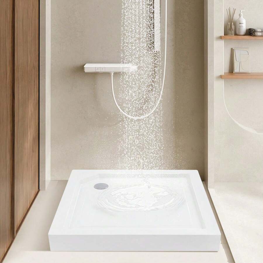 36x36" Anti-Slip Shower Pan With Center Drain - Modern White Design For Easy Installation And Enhanced Safety - White - View 1