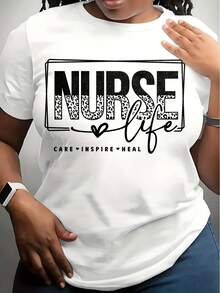 Nurse Life T-Shirt For Women - Care Inspire Heal, Nursing Gift, Medical Professional Apparel, Short Sleeve Tee For Nurses, Nurse Appreciation Shirt, Perfect For Nurses Week Or Healthcare Workers,220g - trắng - Xem 1