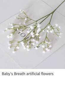 100支白色仿真满天星，白色假满天星，散装仿真满天星花束，适用于家居装饰、桌面装饰、DIY插花、婚礼和节日派对装饰、室内外花园装饰、婚礼、派对、房间装饰 - 白色 - 查看 10