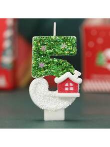 1 pieza Vela de cumpleaños con número azul de 0 a 9 con diseño de copo de nieve, ideal para fiestas de cumpleaños, decoraciones navideñas y regalos de Navidad