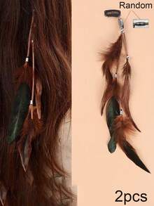 1pc Retro Artificial Feather Decorative Tassel Hairpin Bohemian Feather Fashionable Hairpin Retro Metal Hairpin Suitable For Women'S Daily Wear, Travel And Party Wear, Claw Clips, Hair Claws, Hair Slide, Hair Barrettes