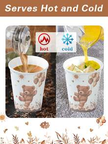 Brown Bear Themed Disposable Tableware Set, Including Paper Plates, Napkins, Cups, Suitable For Baby Shower, Gender Reveal, 1st Birthday Party Decoration - Brown Bear - View 7