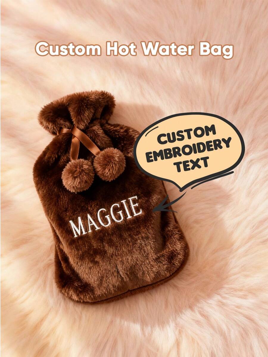 1pc Custom Engraved Name Hot Water Bags, Personalized Name Hot Water Bag, Personalized Hot Water Bottle Bag With Name, Winter Hot Water Bottle With Plush Cover, Hot Water Bag, Hot Water Bottle, Birthday Gift, Wedding Gift, Mother's Day Gift, Best Friend Gift, Gift For Mom, Gift For Girlfriend, Gift For Wife