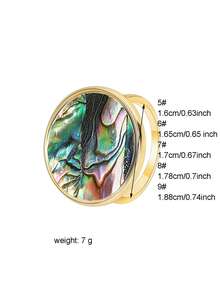 Charm-In 1pc 18K Gold Plated Copper Round Disc Ring For Women - Multicolor - View 5