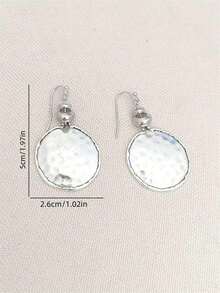 9O8Z 1 Pair Vintage Simple Round Hammered Design Pendant Earrings Women Daily Casual Wear Jewelry Gift - Ren - Xem 3