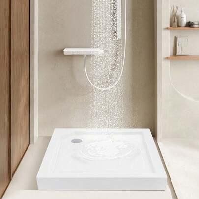 36x36" Anti-Slip Shower Pan With Center Drain - Modern White Design For Easy Installation And Enhanced Safety