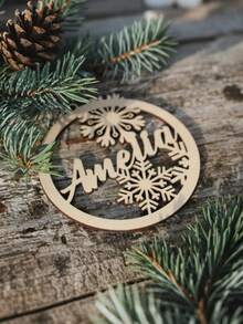 1pc Personalized Wooden Christmas Tree Ornament With Regular Hemp Rope, Customized Name Christmas Decoration, Laser Cut Name, Personalized Christmas Gift, Christmas Decor, Indoor Christmas Decoration