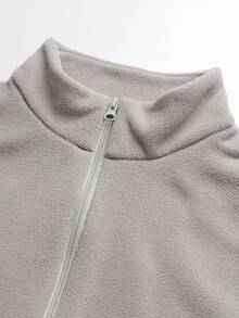 男士抓绒拉链立领夹克 - 多功能外套，适合滑雪、徒步、露营和日常寒冷天气通勤，冬季适用，滑雪 - 淺灰色 - 查看 8