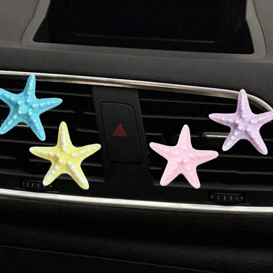 Clip parfumé pour aération de voiture, motif créatif de bande dessinée. Clip de décoration pour aération de climatisation de voiture en forme d'étoile de mer en résine (sans parfum inclus)