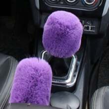 2 piezas Funda de freno de mano y funda de perilla de palanca de cambios de peluche, piel sintética suave, apta para transmisión manual, accesorios universales para automóvil - Unitalla - Ver 10