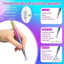 1pc Electric Diamond Painting Pen Set With Adjustable Suction, Durable Plastic & Metal Material, DIY Diamond Art Tool;    Colorful & Fun Style, Rainbow - Hued Pen With Compact Pen Holder, Multi - Functional Detail, Ideal For Effortlessly Applying In Diamond Painting, Nail Art And Other DIY Projects.Diamond Painting Pen Kit Perfect For Indoor Leisure Time, Arts And Crafts Enthusiasts, Year - Round DIY Activities & Great As A Gift For Art Lovers On Birthdays, Christmas, Thanksgiving.  (Purple)