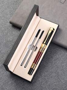 Customized Text Logo Metal Pearl Pen Set With Refill And Gift Box, High-End Business Pen, Groomsman Gift, Metal Hollow Carved Business Neutral Pen, Student Calligraphy Pen, Adult Business Office Wood Grain Signature Pen, Perfect Gift For Teachers, Parents, Friends, Groomsmen - Multicolor - View 13