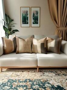 4 Stück braune, retro minimalistische Kunst Kissenbezüge - Leinengemisch Kissenbezüge, verleihen einen künstlerischen Flair für Wohnzimmer, Schlafzimmer und Büro - moderne Heimdekoration, mit Reißverschluss, einseitiger Muster, maschinenwaschbar (ohne Kisseneinsatz)