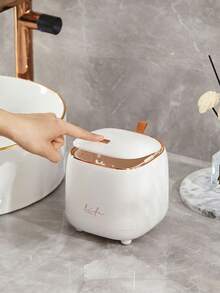2 Pieces Set Of Luxury-Style Desktop Trash Cans, Compact Trash Bins With Lids, Push-Button Mini Trash Cans, Kitchen/Bathroom/Bedroom/Office Desktop Accessories, Home Decor, Room Decor, Household Storage & Cleaning Supplies