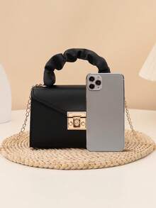 Soft Faux Fur Chain Strap Crossbody Bag, Casual Street Shopping Fuzzy Wristlet Handbag, Autumn/Winter - Black - View 5