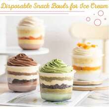 20/50PC Disposable 10oz Transparent Plastic Cups, Plastic Dessert Cups With Dome LIDS, Yogurt Jelly Cups, Leak-Free Independent Party Snack Cups, Suitable For Cakes, Puddings, Mousse, Milkshakes, Yogurt, Ice Cream, And Fruits - trong suốt - Xem 2