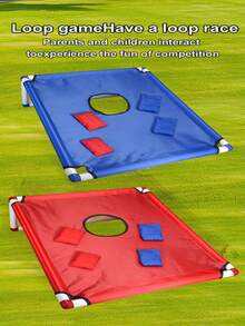 便携式投掷沙包游戏套装，操作简便，采用优质耐用材料制成，包含6个沙包和1个投掷盒，是户外派对、露营和后院娱乐的理想之选。 - 彩色 - 查看 4