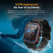 LOKMAT Smartwatch OCEAN MAX: Pantalla cuadrada grande de 1.96 pulgadas, material de metalurgia de polvo totalmente metálico, resistente al agua IP68, monitoreo de frecuencia cardíaca, oxígeno en sangre, sueño y salud, llamadas Bluetooth, recordatorios de mensajes, levanta la mano para iluminar la pantalla, recordatorio de sedentarismo, talla grande de 100 funciones deportivas, reloj deportivo para exteriores